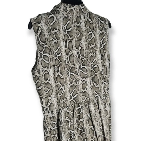Laura Bianchi 100% Linen Snake Python Print Sleeveless Lagenlook Shirt Dress SM - Picture 5 of 7